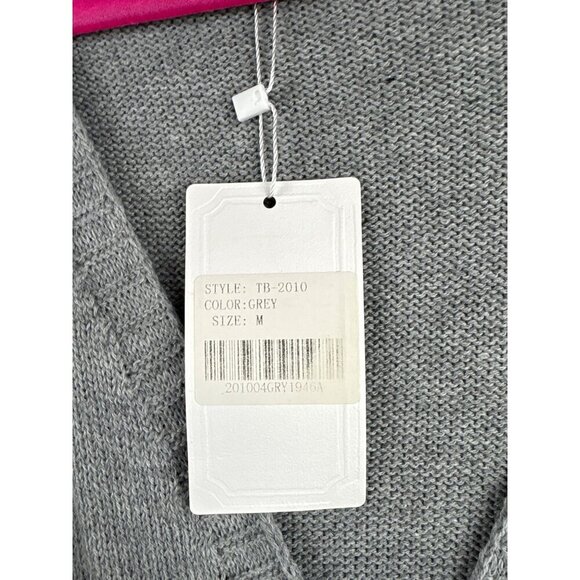 Tanib Grey V-Neck Crossover Sweater M - Picture 3 of 5